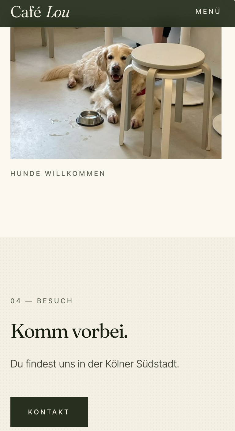 Mobile Besuchs-Sektion von Café Lou mit hundefreundlichem Innenraum